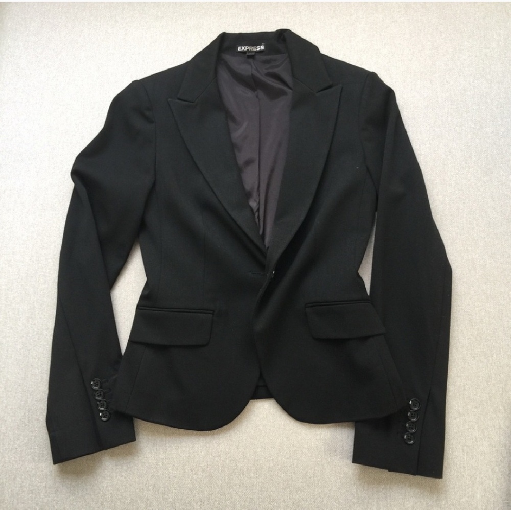 Express Studio Stretch One-Button Blazer - image 2